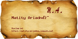 Matity Ariadné névjegykártya